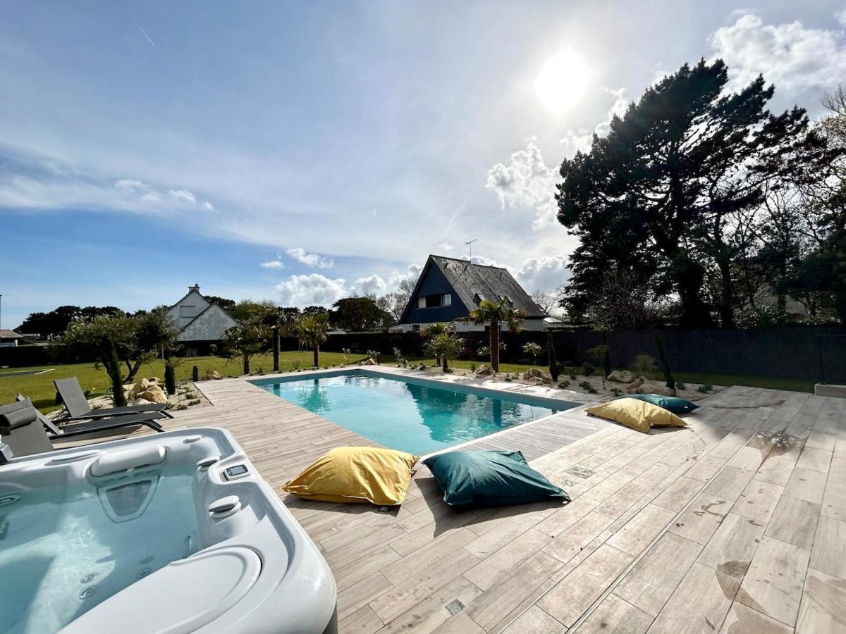 Superbe Villa Tout Confort Avec Piscine Chauffee Er Couverte Et Spa A 2 Pas De La Plage Fouesnant Extérieur photo